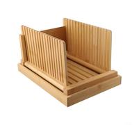 GLFLOW Affettatrice per pane in legno, regolabile, pieghevole, per pane fatto in casa, con 3 spessori di spessore, con vassoio per briciole (orizzontale)