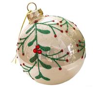 GLFLOW Confezione da 4 palline in vetro trasparente da 8 cm per albero di Natale da appendere per feste di nozze stagionali (stile E)