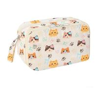 GLFLOW Grazioso astuccio, elegante astuccio in velluto a coste per ragazze, grande capacità, con cerniera, per organizzare la scuola e gli oggetti essenziali per l'arte (gattino carino)