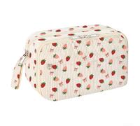 GLFLOW Grazioso astuccio, elegante astuccio in velluto a coste per ragazze, grande capacità, con cerniera, per organizzare la scuola e gli oggetti essenziali per l'arte (fragola)