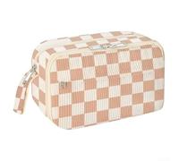 GLFLOW Grazioso astuccio, elegante astuccio in velluto a coste per ragazze, grande capacità, con cerniera, per organizzare la scuola e gli oggetti essenziali per l'arte (quadrati concisi)