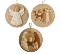 GLFLOW Kit di ornamenti natalizi in feltro, fatti a mano con Maria, Gesù e uomini saggi, decorazione fai da te per albero di Natale per la casa, regalo di fede religiosa (persona singola)