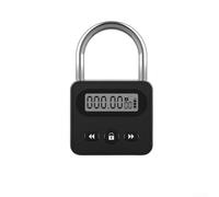 GLFLOW Lucchetto intelligente ricaricabile con display LCD, retroilluminazione, timer elettronico, costruzione in metallo, 500 ore di standby (nero)