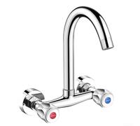 GLFLOW Miscelatore termostatico per doccia, miscelatore per doccia, in rame, montaggio a parete, miscelatore per acqua calda e fredda, con beccuccio girevole a 360° e aeratore antispruzzo per lavello