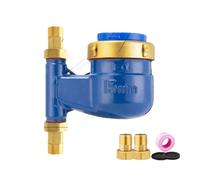GLFLOW Misuratore di flusso d'acqua verticale, contatore per acqua verticale con copertura e connettori in rame, dimensioni DN15/DN20/DN25, per installazioni residenziali o di progetto (DN25)