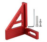 GLFLOW Piazza per la lavorazione del legno, strumento di misurazione dell'angolo della mitra in lega di alluminio, righello triangolare, goniometro quadrato per lavori di layout imperiale (rosso)