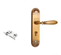 GLFLOW Serratura interna in lega di zinco bronzo giallo con meccanismo silenzioso e design in stile europeo, compatibile con il corpo della serratura standard da 58 mm (A)