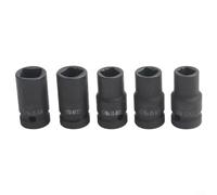 GLFLOW Set di 5 bussole quadrate da 1/2 pollice per chiave a cricchetto o driver elettrico, acciaio al cromo vanadio, 16-24 mm, nero