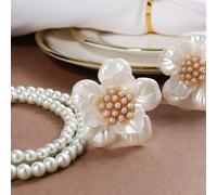 GLFLOW Set di 6 portatovaglioli con perle per la decorazione della tavola, eleganti portatovaglioli in ABS per matrimoni, compleanni, feste