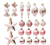 GLFLOW Set di palline per albero di Natale in oro rosa con forme e finiture assortite, ornamenti per interni ed esterni (20 pezzi A)