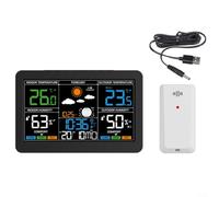 GLFLOW Stazione meteo digitale wireless, display LCD da 76 pollici, termometro igrometro per interni ed esterni, per uso domestico e ufficio