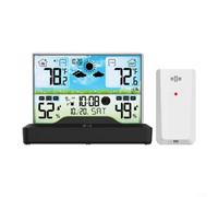 GLFLOW Stazione meteo wireless con display a colori, termometro per interni ed esterni, igrometro a 4 zone, previsioni meteo, sveglia