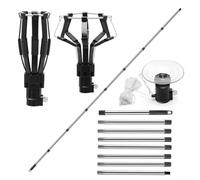 GLFLOW Strumento regolabile per cambiare lampadina da soffitto con 3 cambia-lampadina e striscia di gomma antiscivolo per una rimozione sicura e l'installazione di lampadine LED e standard (asta a 8