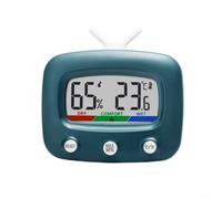 GLFLOW Termometro igrometro digitale con display LCD a colori, termometro per ambienti dal design retrò TV, in ABS (verde)