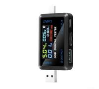GLFLOW Tester USB 10 in 1 voltmetro digitale misuratore di potenza rilevamento ricarica rapida display IPS nero tipo C 77,6 x 27 x 11 mm per laboratorio di test di ricarica del telefono cellulare