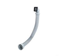GLFLOW Tubo di troppopieno per lavabo da 450 mm con giunto rettangolare per scarico lavello, materiale PVC PP, connettore G1-1/2 pollici, grigio