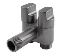 GLFLOW Valvola a triangolo in lega di metallo con sistema di controllo a doppia presa, per cucina, bagno, bacino, soffione doccia (grigio)