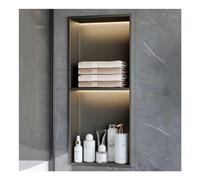 GLFNB Nicchia da Parete per Doccia in Acciaio Inox con Luce LED, Nessuna Piastrella Necessaria per Bagno e Cucina (Grigio, 70x28x12,5 c)