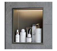 GLFNB Nicchia da Parete per Doccia in Acciaio Inox con Luce LED, nicchia da Doccia incorporata, nicchia da Parete per Doccia, Nessuna piastrella necessaria per Bagno e Cucina (Grigio, 32x32x12,5 c