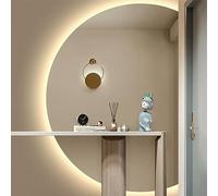 GLFNB Specchio a mezzaluna con luce, Specchio da bagno senza cornice, Bianco/Caldo/Naturale, Specchio cosmetico a LED antiappannamento, Pulsante Smart Touch, Antideflagrante, 77 * 110 cm (Colore: