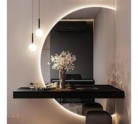 GLFNB Specchio da Bagno Intelligente 120 cm Mezza Luna Specchio Illuminato a LED Specchio cosmetico antiappannamento dimmerabile Specchio da Parete ad Arco Senza Cornice Specchi retroilluminati in