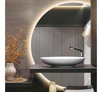 GLFNB Specchio LED a 3 colori a mezza luna, specchio per trucco retroilluminato intelligente dimmerabile semicerchio 84 * 120 cm, grande specchio decorativo a parete per ingresso bagno antiappanna