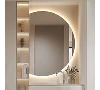 GLFNB Specchio LED a 3 colori a mezza luna, specchio per trucco retroilluminato intelligente dimmerabile semicerchio 84 * 120 cm, grande specchio decorativo montato a parete per l'ingresso del bag