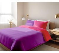 GLHOME Idee per la casa GL HOME Copripiumino Matrimoniale Double Face 100% Cotone - Qualità Made In Italy - Set Letto Sacco e Federe Bicolore - Fragola/Viola