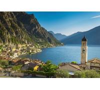 GLHUIOZ Puzzle 1500 Pezzi paesaggi-Puzzle di Legno- Relax Puzzle Giochi-rompicapo Puzzle Città Romantica per Bambini e Adulti Regali Chiesa della Costa d'Italia, Garda, Alpi 87x57cm