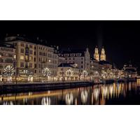 GLHUIOZ Puzzle 1500 Pezzi,Puzzle per Adulti, Puzzle di Legno, Natale Zurigo Svizzera Fiumi 87x57cm