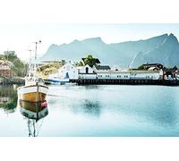 GLHUIOZ Puzzle 500 Pezzi paesaggi-Puzzle di Legno- Relax Puzzle Giochi-rompicapo Puzzle Città Romantica per Bambini e Adulti Regali,Baia,Barche,Yacht,Norvegia,Ormeggi,Isole Lofoten,52x38cm