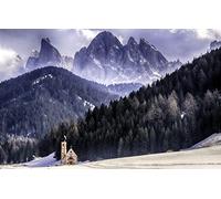 GLHUIOZ Puzzle 500 Pezzi paesaggi-Puzzle di Legno- Relax Puzzle Giochi-rompicapo Puzzle Città Romantica per Bambini e Adulti Regali Italia,Santa,Maddalena,Dolomiti,52x38cm