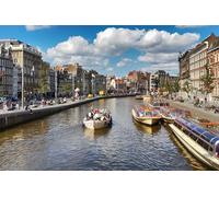 GLHUIOZ Puzzle 500 Pezzi Puzzle adulti Puzzle Classico paesaggio - Gioco di Puzzle e Gioco di Famiglia, Consigliato per Adulti o Oltre 6 Anni Amsterdam Paesi Bassi Fiumi Battello fluviale 52x38cm