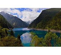 GLHUIOZ Puzzle 500 Pezzi Puzzle adulti Puzzle Classico paesaggio - Gioco di Puzzle e Gioco di Famiglia,Consigliato per Adulti o Oltre 6 Anni,Cina,Sichuan,Jiuzhaigou,Lago Lungo,52x38cm