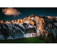 GLHUIOZ Puzzle 500 Pezzi Puzzle adulti Puzzle Classico paesaggio - Gioco di Puzzle e Gioco di Famiglia,Consigliato per Adulti o Oltre 6 Anni Austria,Alpi,Chiesa,Chiesa di San Nicola,52x38cm