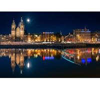 GLHUIOZ Puzzle 500 pezzi - puzzle per adulti e bambini per la stampa ad alta definizione, gioco di famiglia sfida Paesi Bassi Amsterdam Fiumi Luna 52x38cm