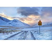 GLHUIOZ Puzzle da 500 pezzi,impossible puzzle,gioco di abilità colorato,gioco di abilità per tutta la famiglia,La strada che conduce alla montagna e il punto esclamativo,52x38cm