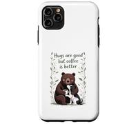 Gli abbracci sono buoni, ma il caffè è meglio divertente orso e cane Custodia per iPhone 11 Pro Max