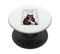 Gli abbracci sono buoni, ma il caffè è meglio divertente orso e cane PopSockets PopGrip Adesivo
