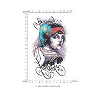 Gli adesivi colorati per la testa di una ragazza esotica sono impermeabili e durano a lungo sul braccio