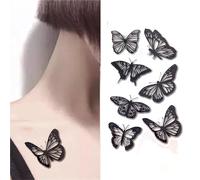 Gli adesivi per tatuaggi in bianco e nero impermeabilizzano i fiori semplici estetici della farfalla rosa femminile di lunga durata(A5)