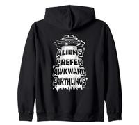 Gli Alieni preferiscono Il Divertente Design retrò degli UFO di Awkward Earthlings Felpa con Cappuccio