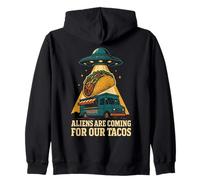 Gli Alieni Stanno arrivando per Il Nostro Umorismo UFO Tacos Felpa con Cappuccio