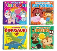 Gli animali del bosco-Fantastici unicorni-Gli animali della fattoria-Simpatici dinosauri. Carezze di stoffa. Ediz. a colori