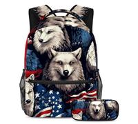 Gli animali della bandiera americana aumentano la tua fiducia con il set di 2 zaini alla moda, Multicolore#05, B:29.4x20x40cm P:19x7.5x3.8cm, Zaini Daypack