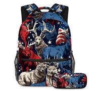Gli animali della bandiera americana aumentano la tua fiducia con il set di 2 zaini alla moda, Multicolore#01, B:29.4x20x40cm P:19x7.5x3.8cm, Zaini Daypack