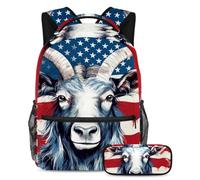 Gli animali della bandiera americana rimangono alla moda con questo set di 2 zaini per bambini, perfetto per ragazzi, ragazze e adolescenti, Multicolore#06, B:29.4x20x40cm P:19x7.5x3.8cm, Zaini
