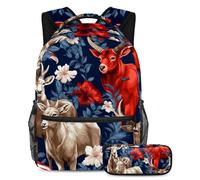 Gli animali della bandiera americana rimangono alla moda e organizzati con il nostro zaino e astuccio combinato per ragazzi ragazze adolescenti, Multicolore#03, B:29.4x20x40cm P:19x7.5x3.8cm, Zaini