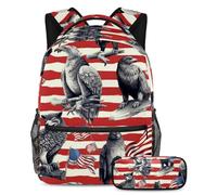 Gli animali della bandiera americana rimangono alla moda e organizzati con questo set di 2 zaini per ragazzi ragazze adolescenti, la tua borsa da viaggio definitiva per libri da viaggio!,