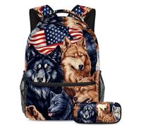 Gli animali della bandiera americana rimangono alla moda e organizzati con questo set di 2 zaini per ragazzi ragazze adolescenti, la tua borsa da viaggio definitiva per libri da viaggio!,